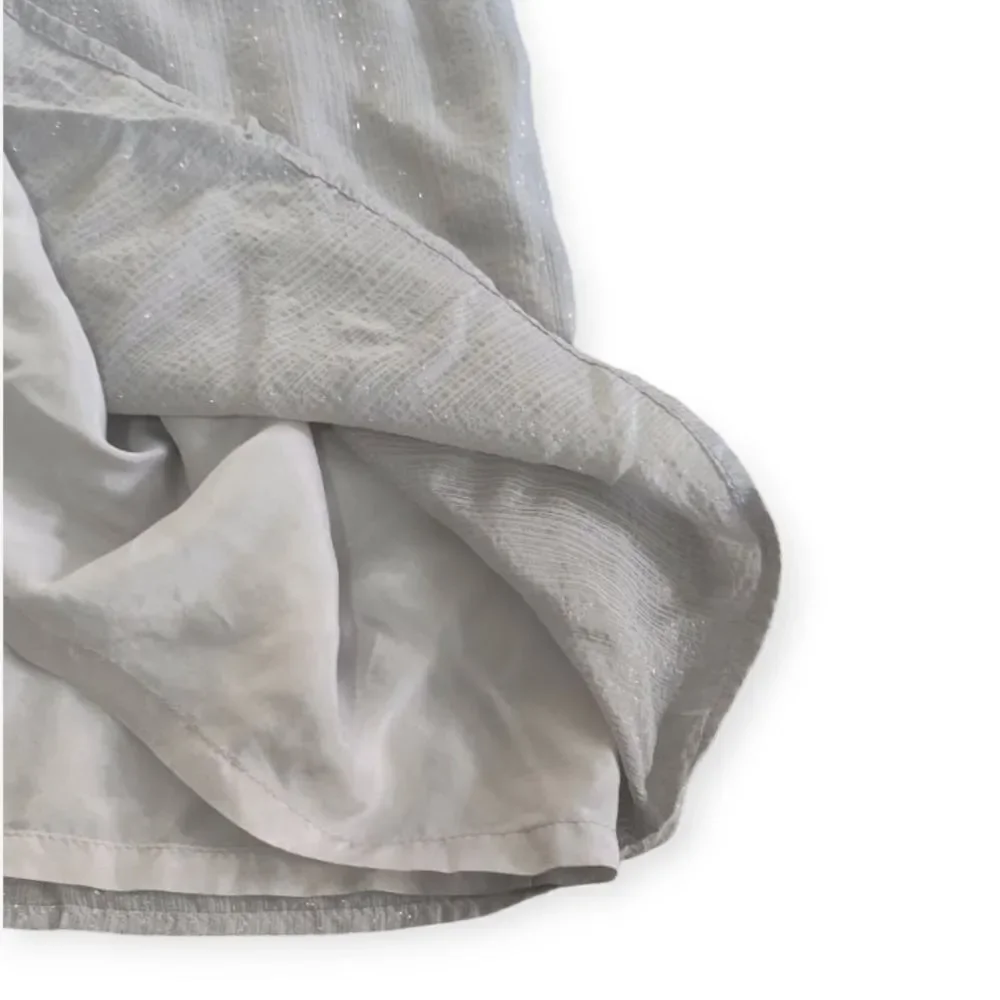 Cynthia Vincent Silk Gray Lurex Mini Dress
